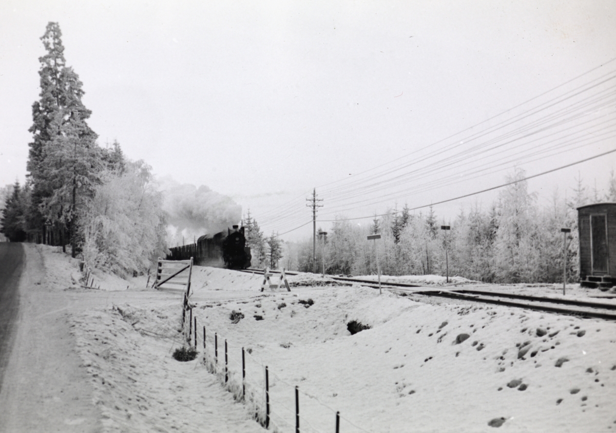 Damplokomotiv type 26c 433 med godstog på Solørbanen.