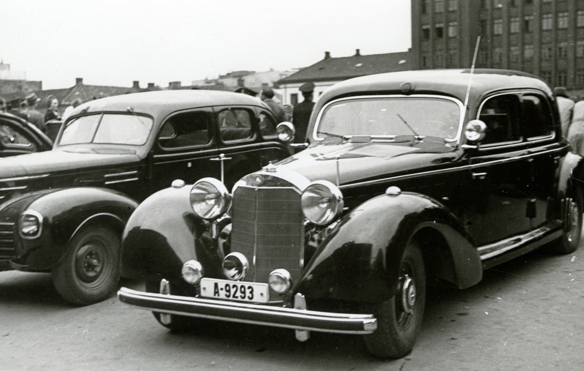 Fra fredsdagene i 1945. Vidkun Quislings pansrede Mercedes-Benz 770 fra 1939.