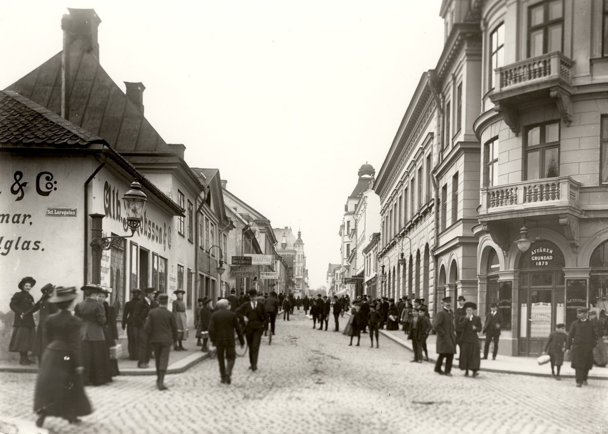 Orig Text Storgatan Från St Larsgatan Mot Stora Torget Till Vänster Tornbergska Gården även 