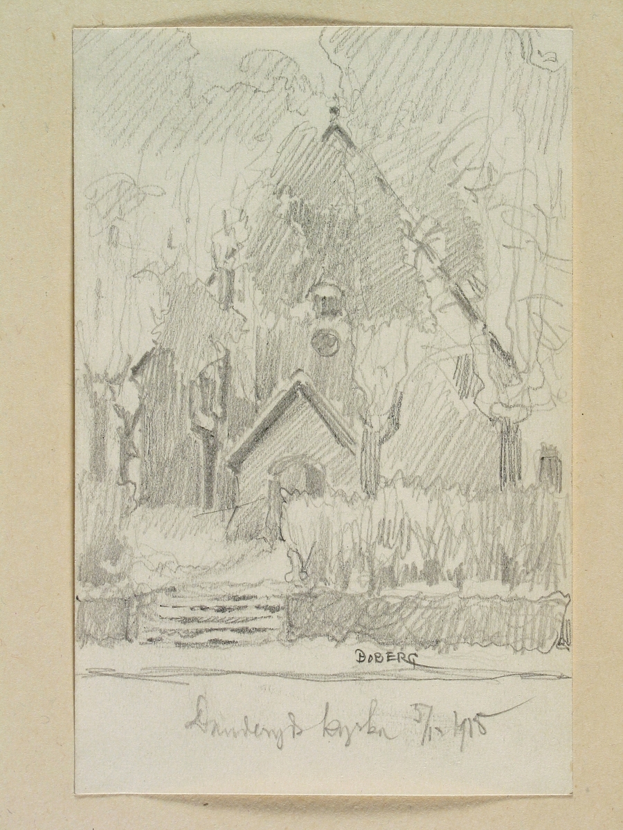 Teckning av Ferdinand Boberg. Uppland, Danderyds skplg., Danderyds kyrka