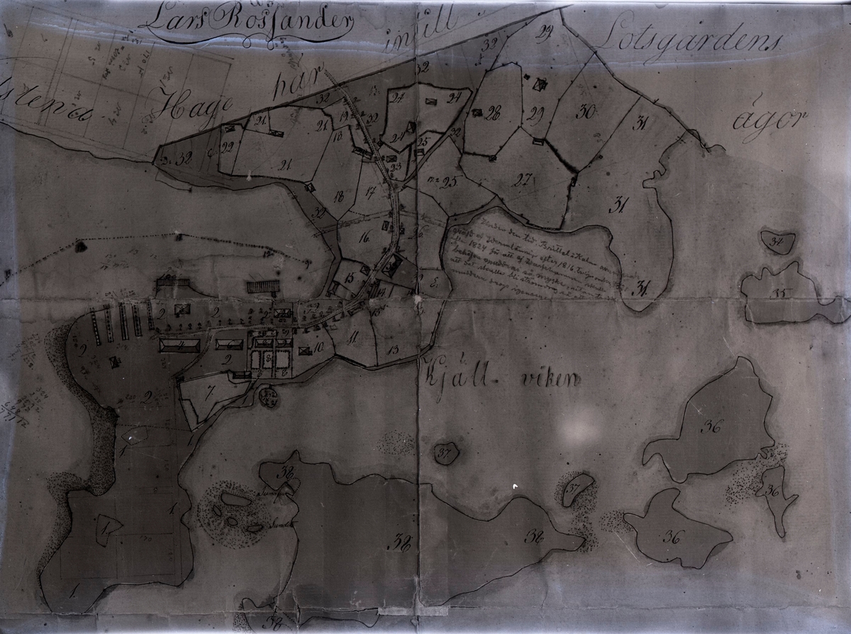 Karta 1816 över Skäggenäs varv, Ryssby socken.