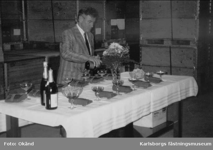 Från invigning av MFV:s nya förråd i Angered, Göteborg, 1991-04-08. Kn Sven Hultman, MFV (2 gånger kommunalråd i Karlsborg).