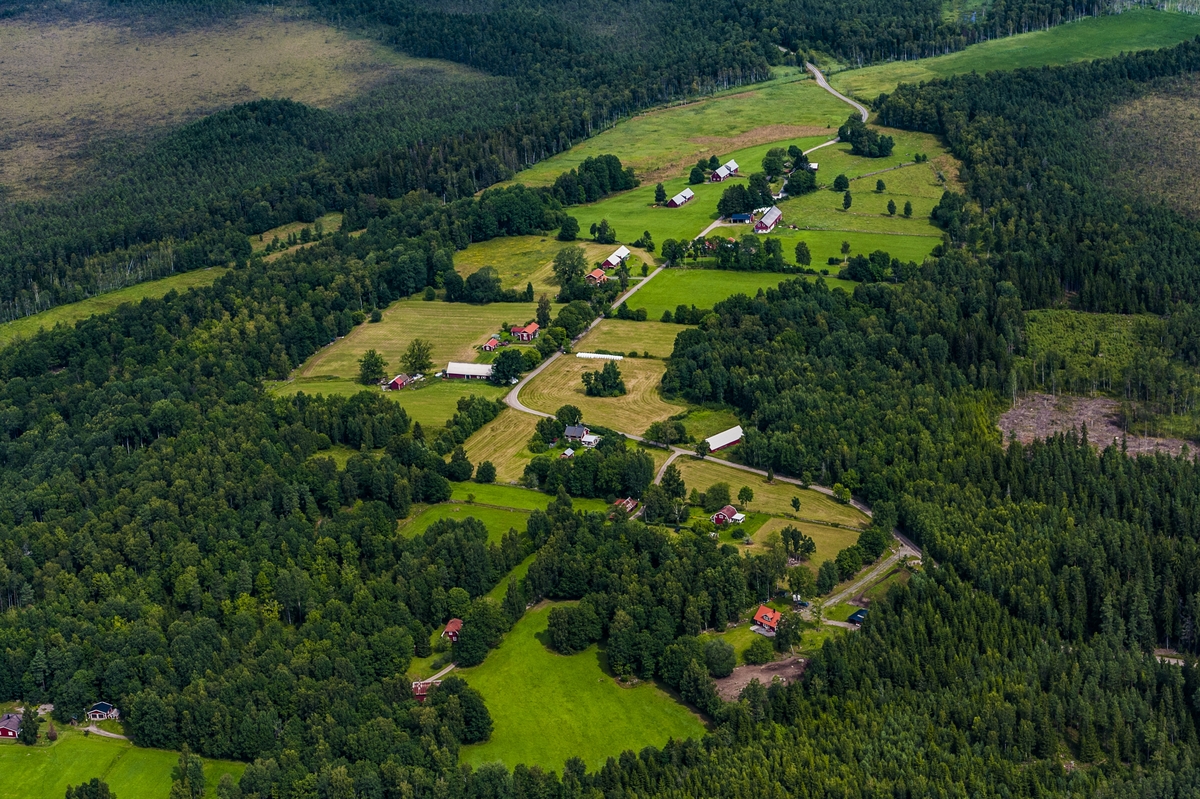 Flygfoto över Häradsö vid Store mosse i Vaggeryds kommun.