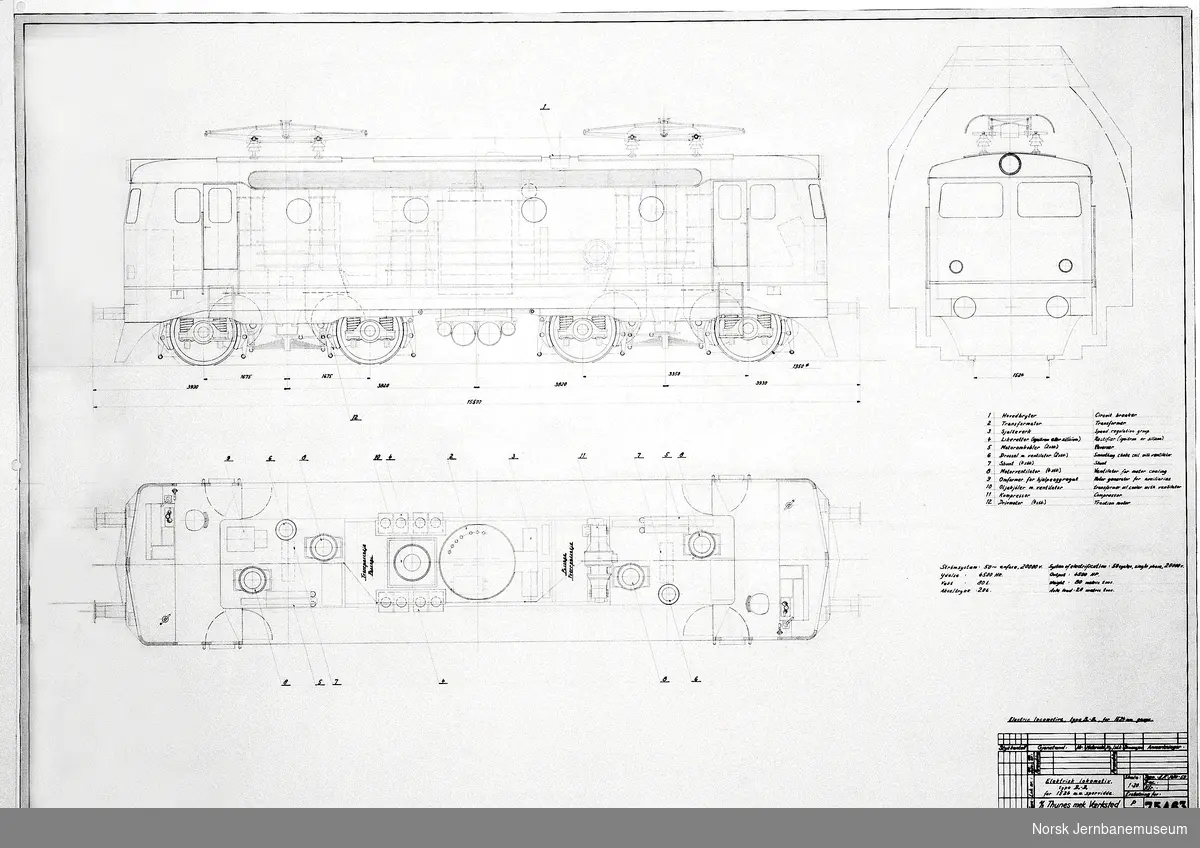 Utkast: Elektrisk lokomotiv, type Bo-Bo for 1524 mm sporvidde