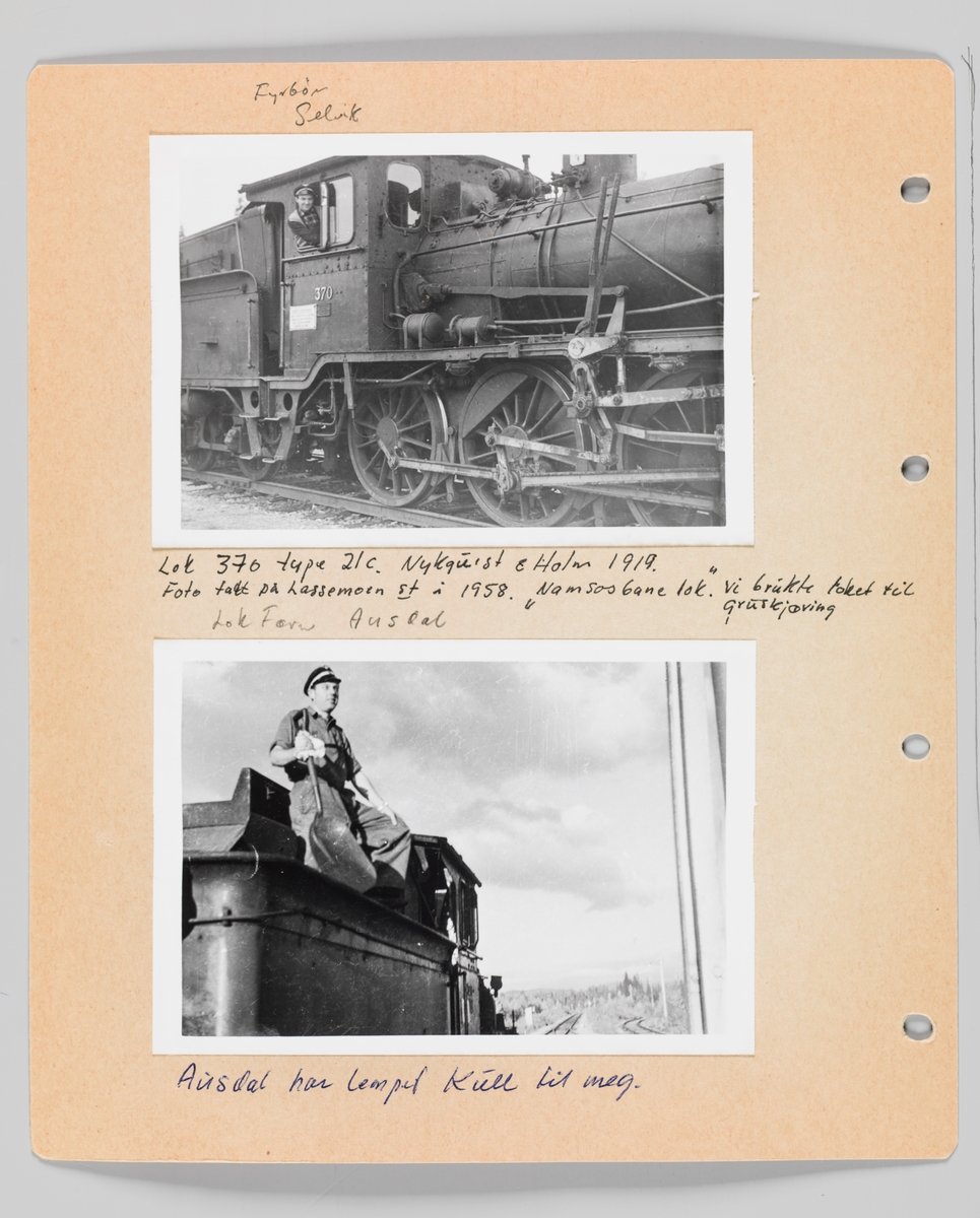 Fotoalbum utlånt av pensjonert lokomotivfører Alf Erling Selvik.