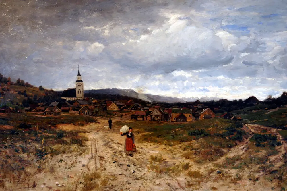 Jacob Oxholm Schive: Blick auf ein Dorf