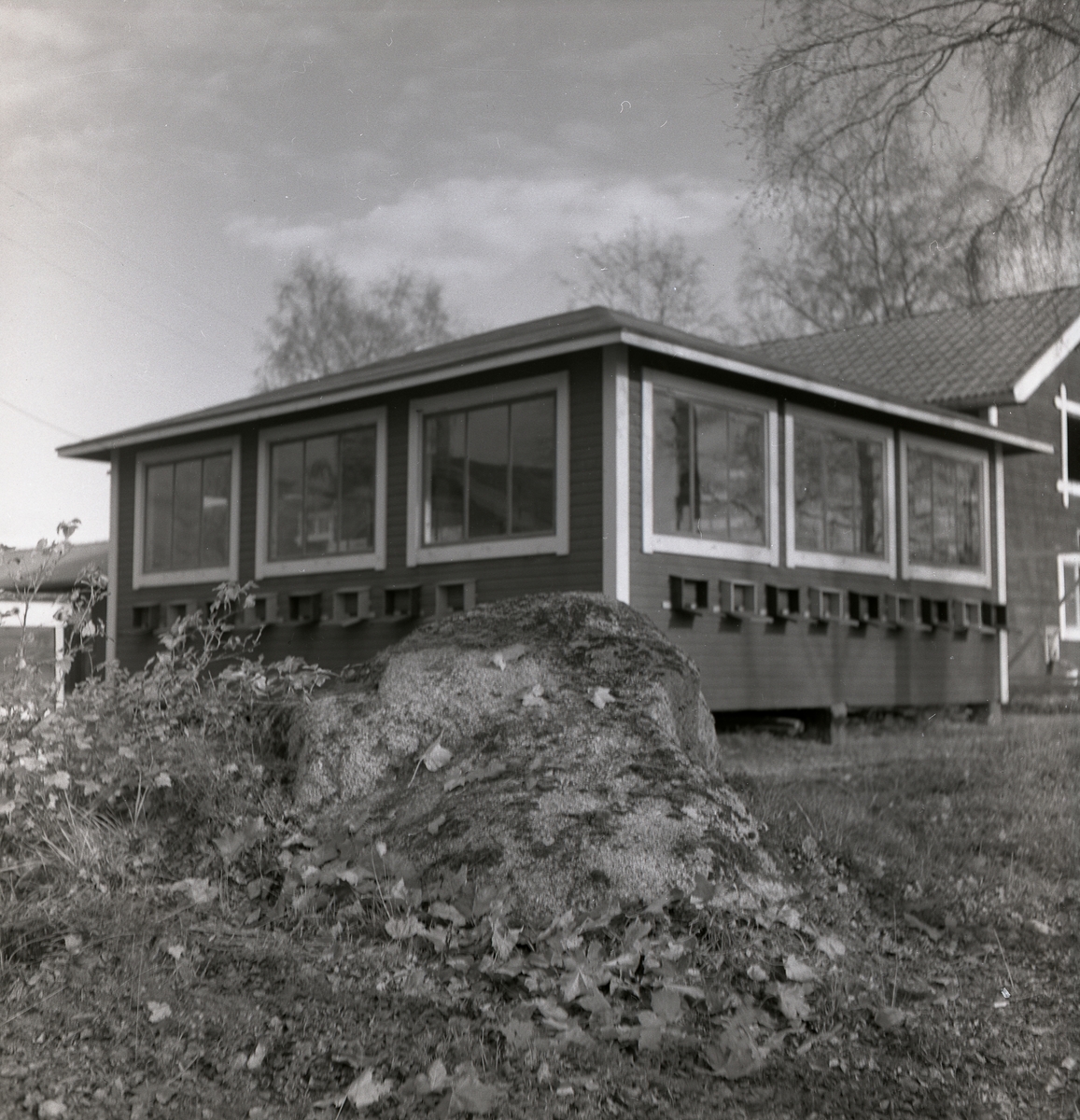 Bipaviljong, ett hus med flera bikupor, Bjuråker september 1950.
