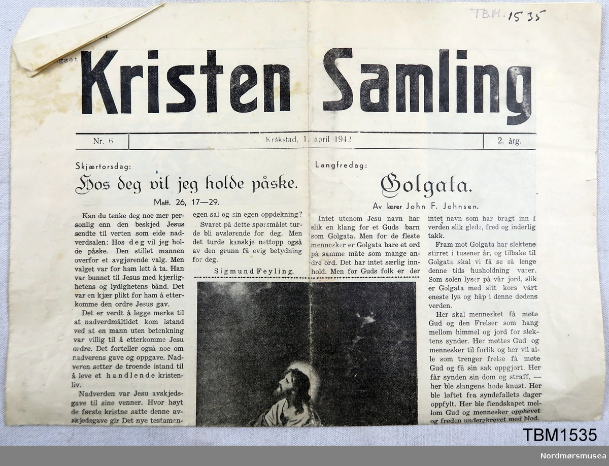 Ei utgåve av avisa "Kristen Samling". Avisa var utgitt av ei avdeling av Nasjonal Samling.