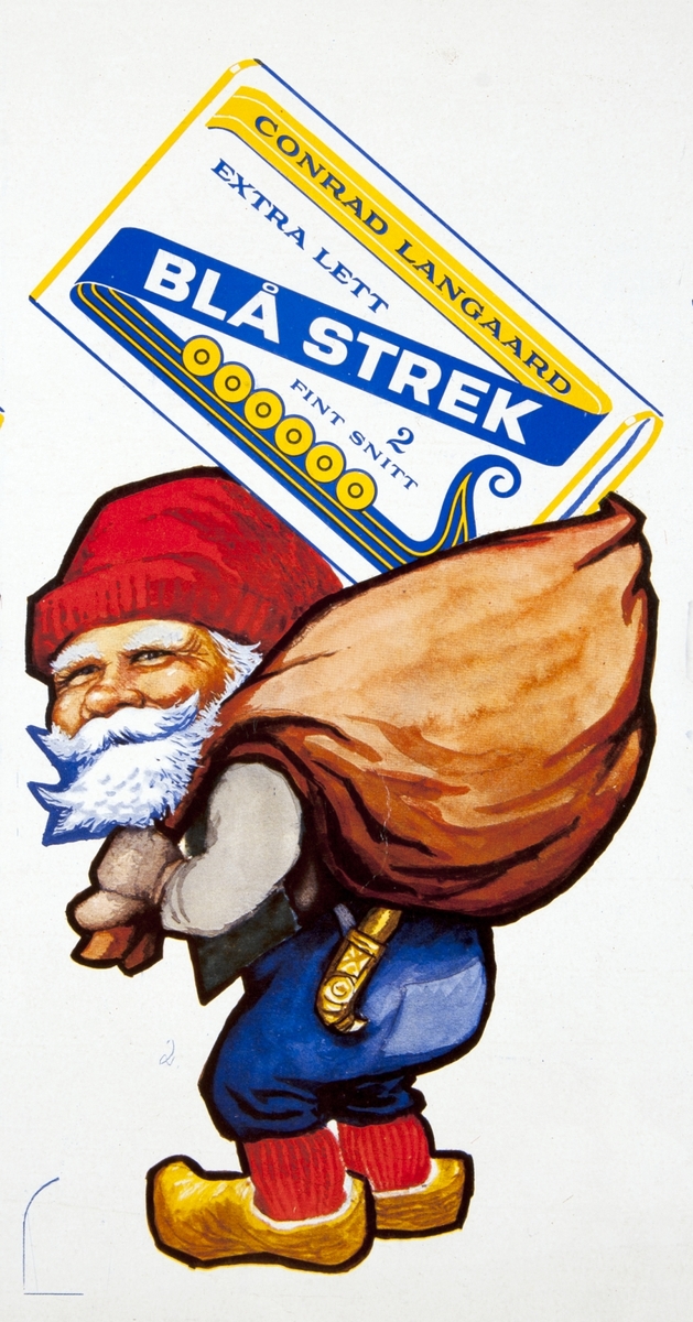 Reklameplakat med julemotiv for Langaards rulletobakk Blå Strek