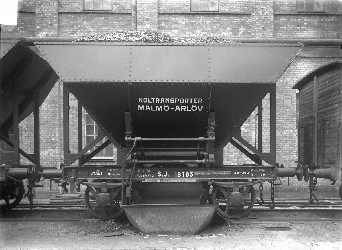Statens Järnvägar, SJ självlossande kolvagn Q21 18783.

4st vagnar med 210hl rymd, med lossning åt ett håll byggdes 1927 av SJ.
Dessa vagnar användes för koltransport från Malmö till sockerbruket i Arlöv.
Dessa kolvagnar fick littera Q21