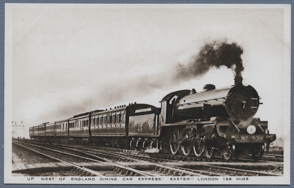 Express-restaurang-tåget (Dining car express 476) i västra England. Southern Railway, SR H15 476.