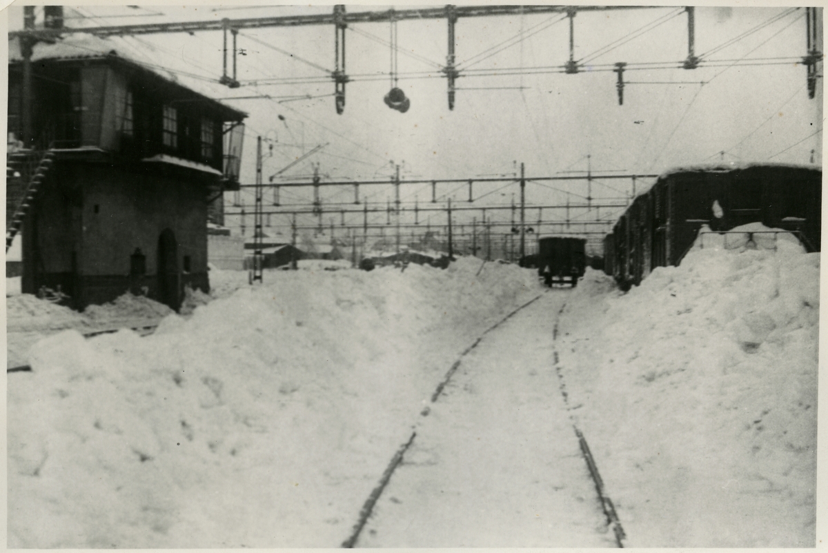 Nässjö trettondagshelgen 1948 efter stora snöfallet.