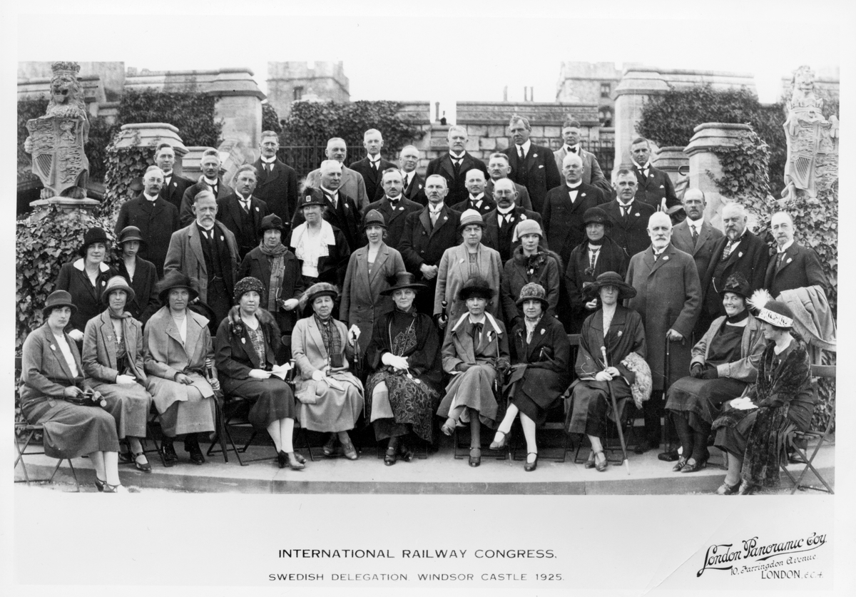 Svenska delegationen vid Internationella Järnvägskongressen i Windsor, England.