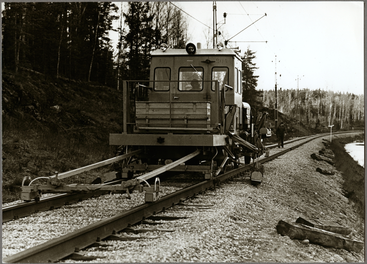 Riktning av rälsen mellan på sträckan mellan Harsjön och Bälgviken 1967.