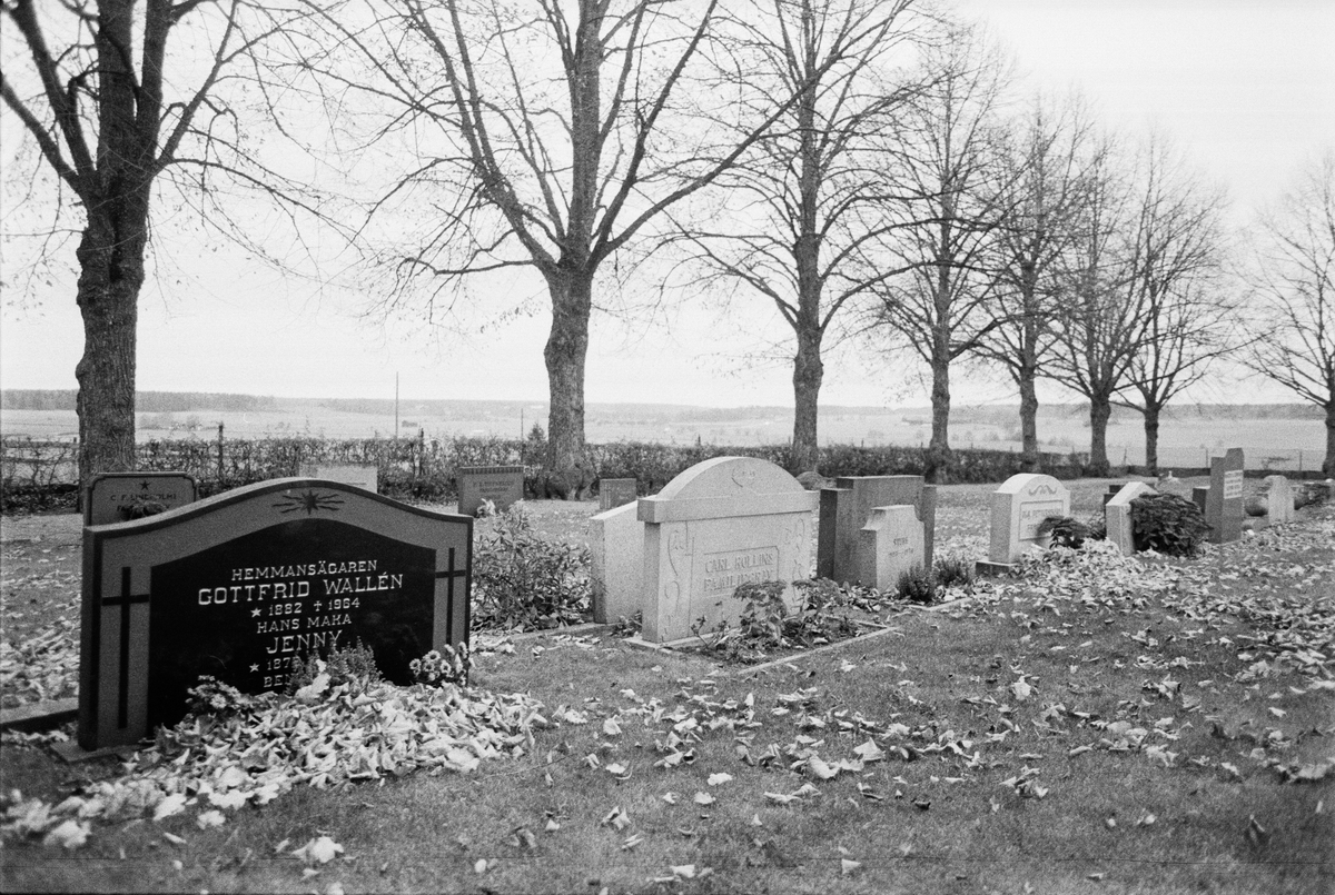 Gravar på kyrkogården vid Altuna kyrka, Altuna, Uppland november 1988