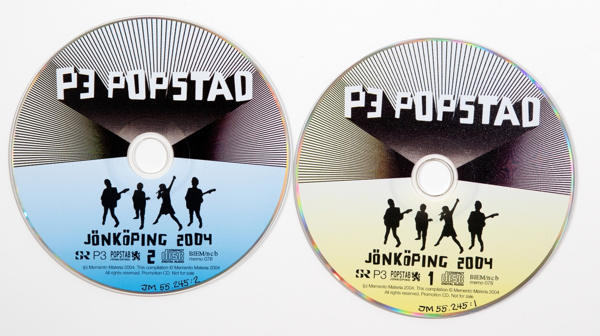 CD-skiva, dubbel, i hårt plastfodral med booklet (häfte) i framsidan och inlaga i baksidan.

JM 55245:1, Skiva 1
JM 55245:2, Skiva 2
JM 55245:3, Fodral
JM 55245:4, Booklet