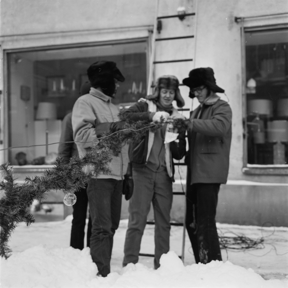 Julpyntat i Tierp, Uppland, november 1971