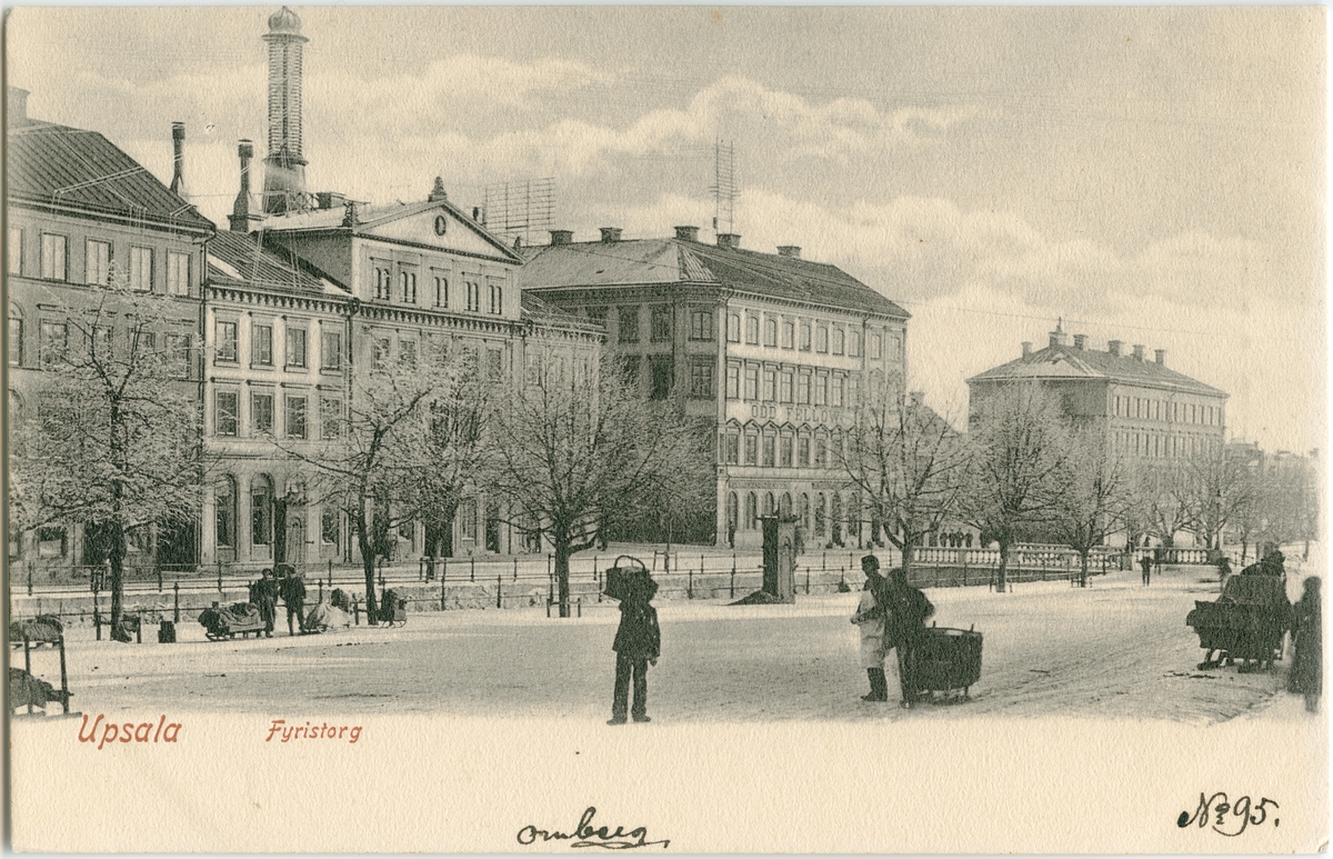 Vykort - Fyristorg, Uppsala omkring 1900