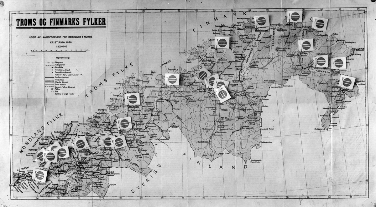 Kart over utbredelsen av Fedrelandslaget i Trøndelag og i Troms og Finnmark