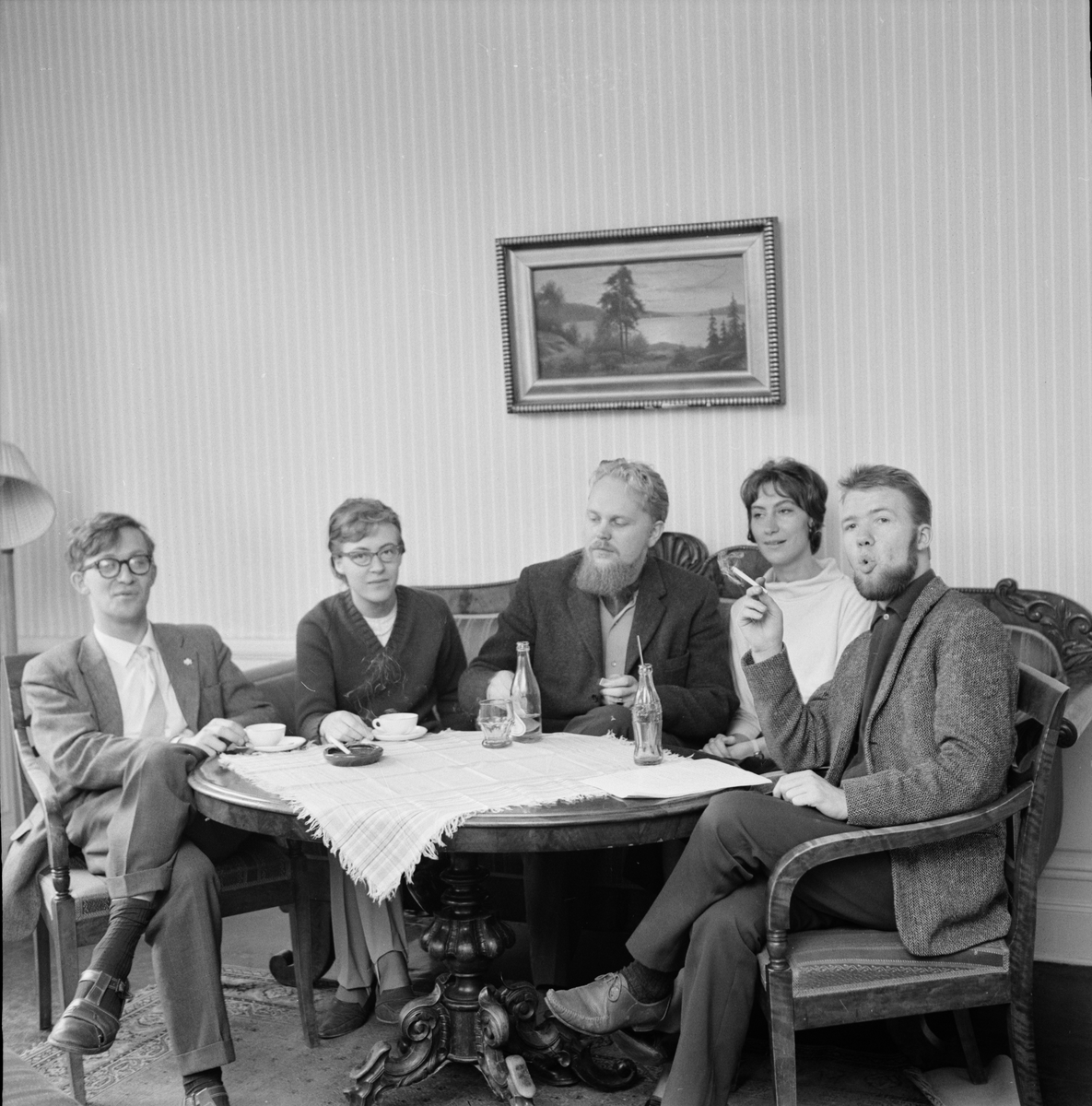 Personer ur Litteraturklubbens styrelse sammanträder, Uppsala 1961