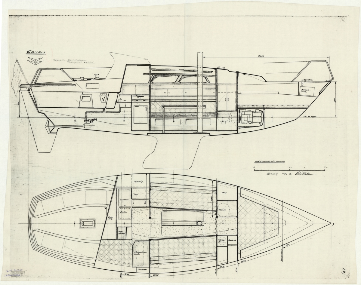 Segelbåt, Compis
Inredning i plan och profil
Längd (meter): 8,600