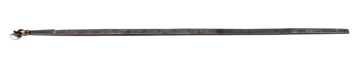 Alnmått av järn, mässingsknopp, krönt 1869.