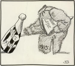 Karikatur av magasinet Veslefriks spådom for året 1915 [tusj