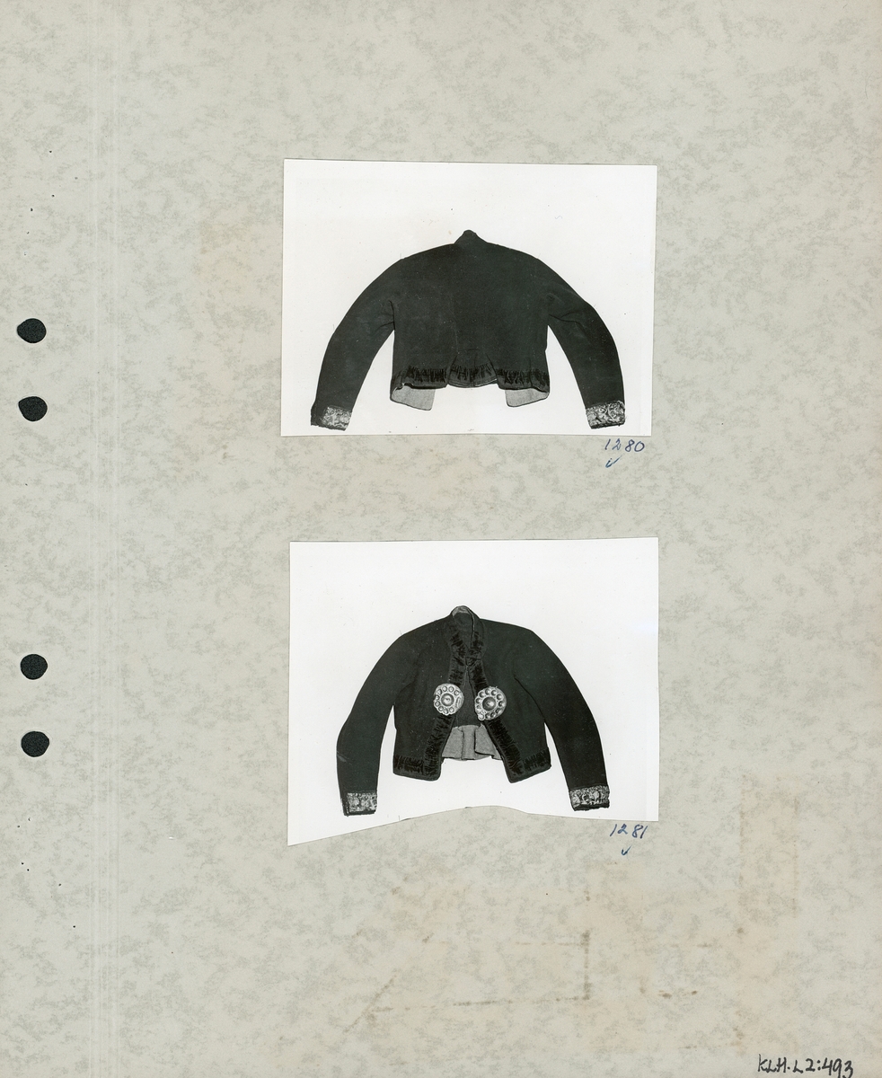 Kartongark med två foton av tröja.