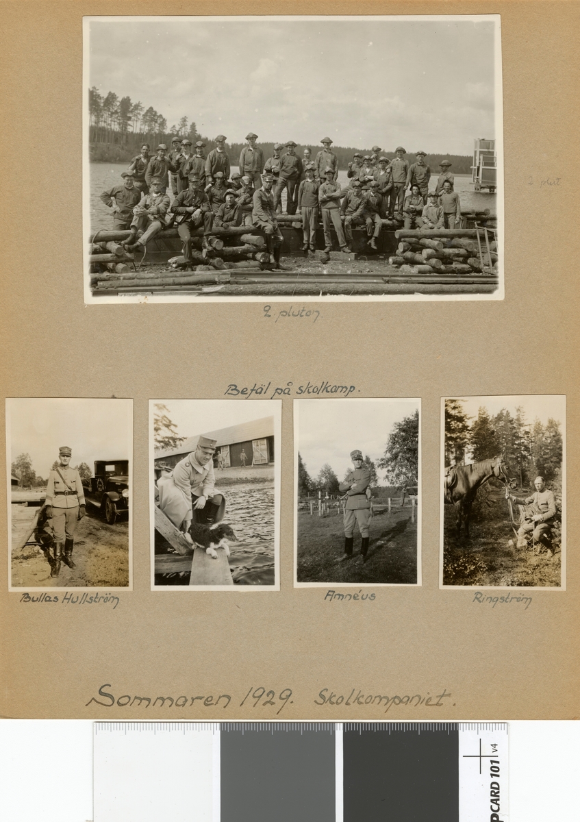 Text i fotoalbum: "Sommaren 1929. Skolkompaniet. Befäl på skolkomp. Bullas Hullström."