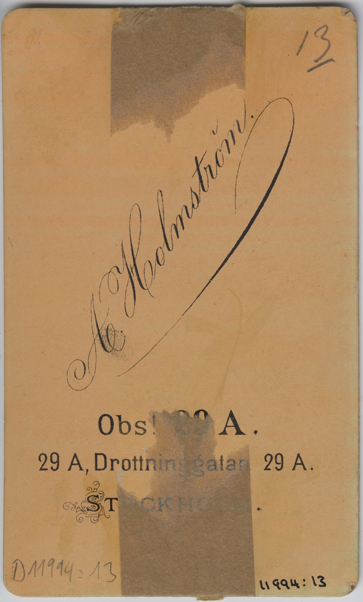 Visitkortporträtt av Johan Alexius Filiberg Elmqvist, medlem i Sjöunderofficerssällskapet i Karlskrona.
