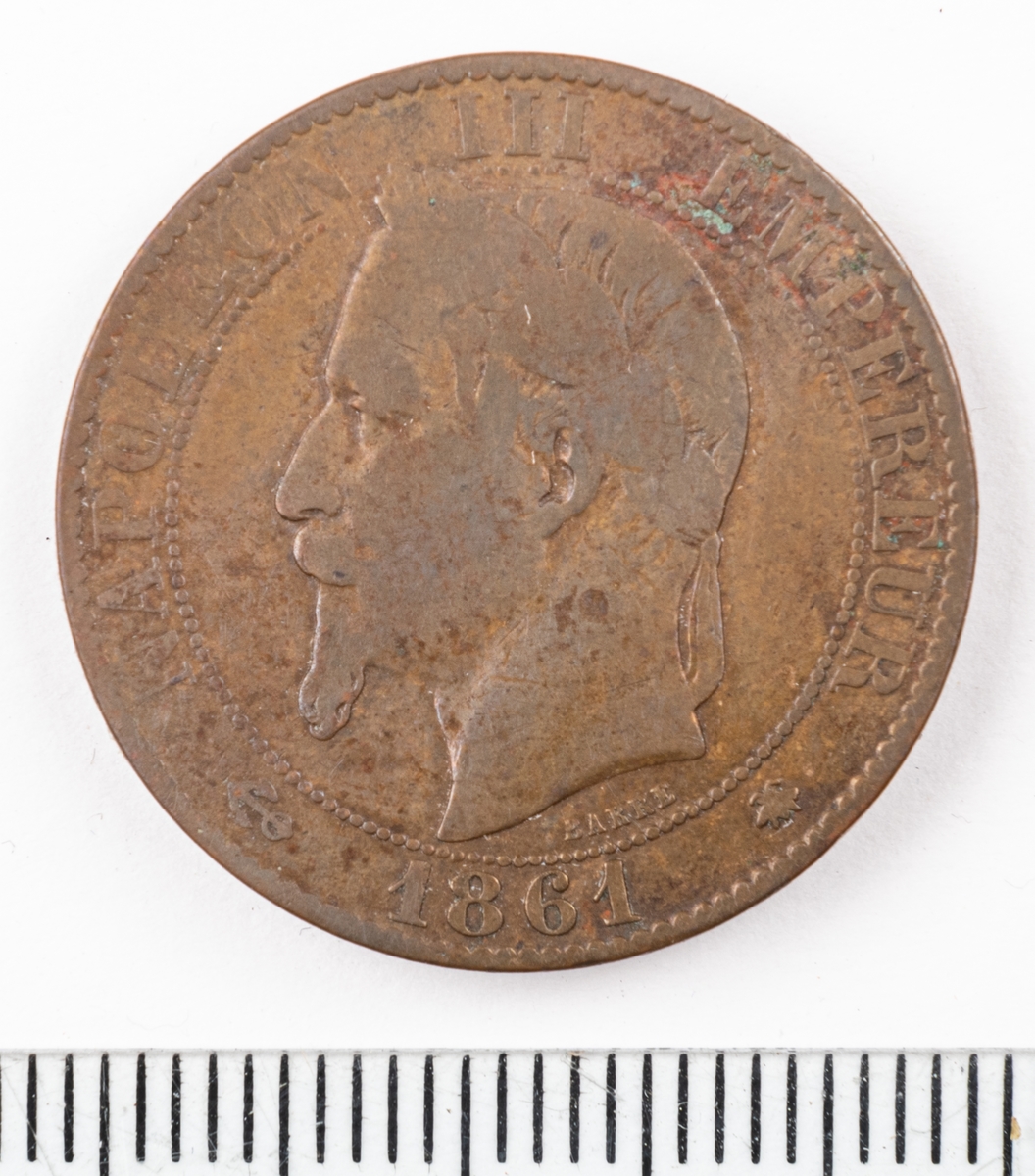 Mynt Frankrike 1861 5 Centimes.