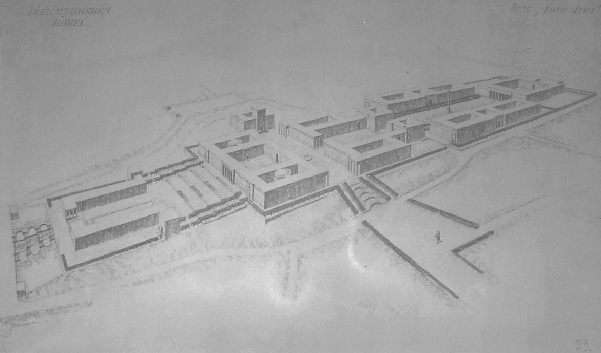 Arkitekttegning av Universitetet, Blindern. Fotografert 1926.