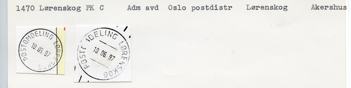 Stempelkatalog, 1470 Lørenskog, Oslo postdistrikt, Lørenskog kommune, Akershus