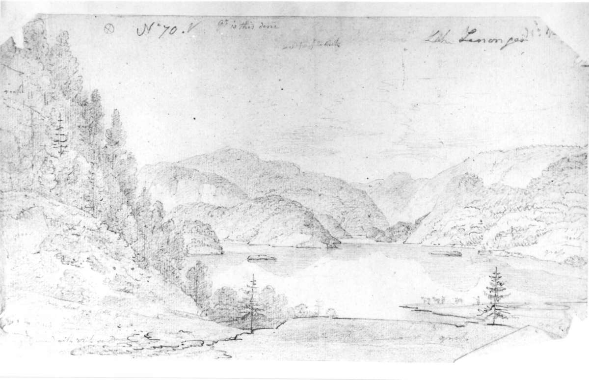 Langangen
Fra skissealbum av John W. Edy, "Drawings Norway 1800".