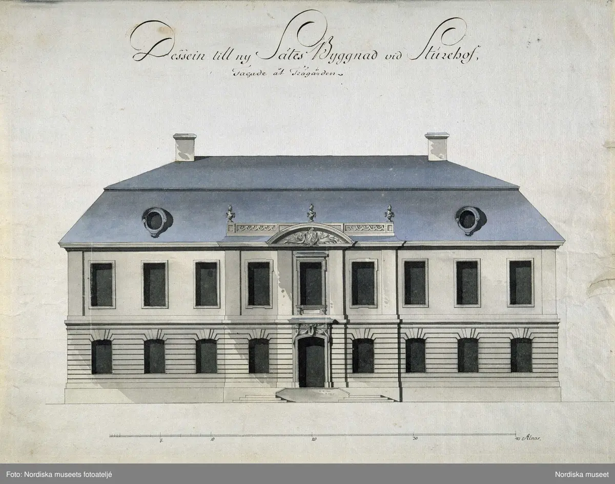 Sturehov, Södermanland. Arkitekt Carl Fredrik Adelcrantz. Ritning av