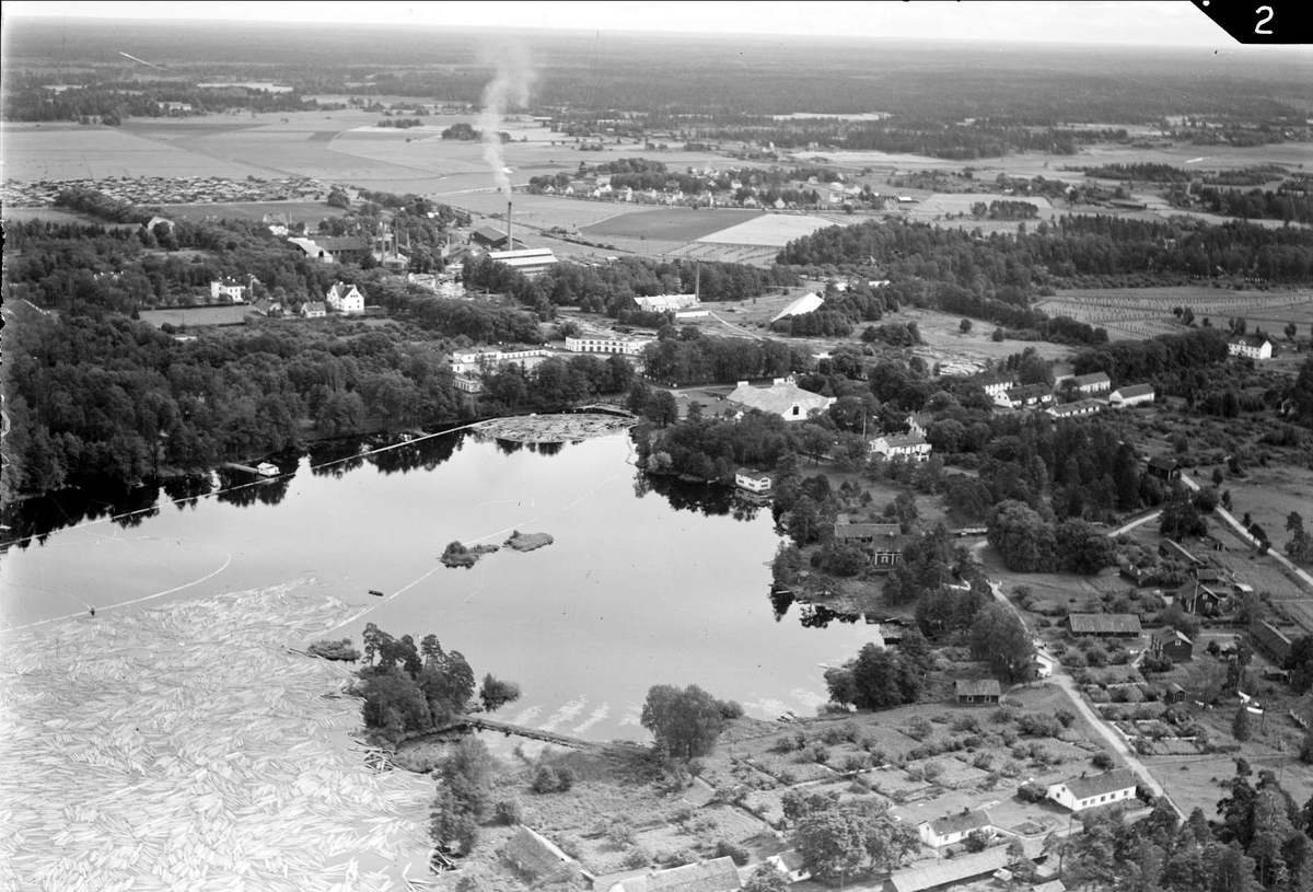 Flygfoto över Gimo bruk, Skäfthammars socken, Uppland 1936