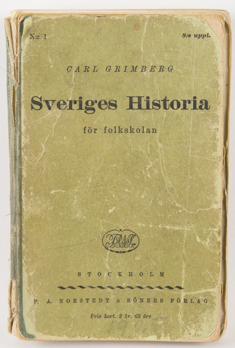 Bok om Sveriges historia för folkskolan.