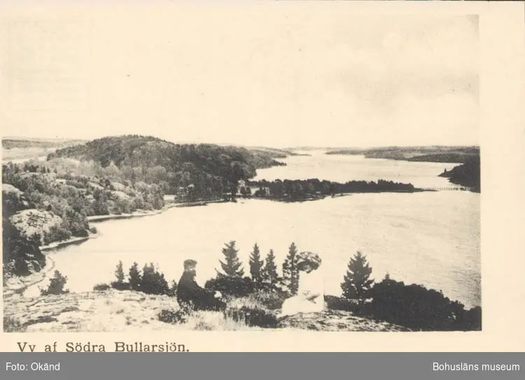 Tryckt text på kortet: "Vy af Södra Bullarsjön."