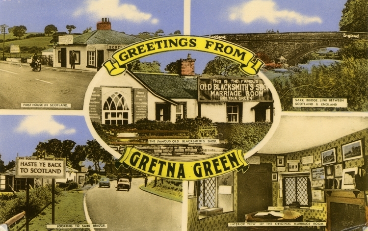 Notering på kortet: Greetings from Gretna Green.