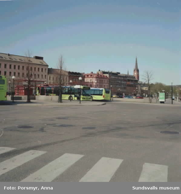 Vy över busstationen navet i Sundsvall.