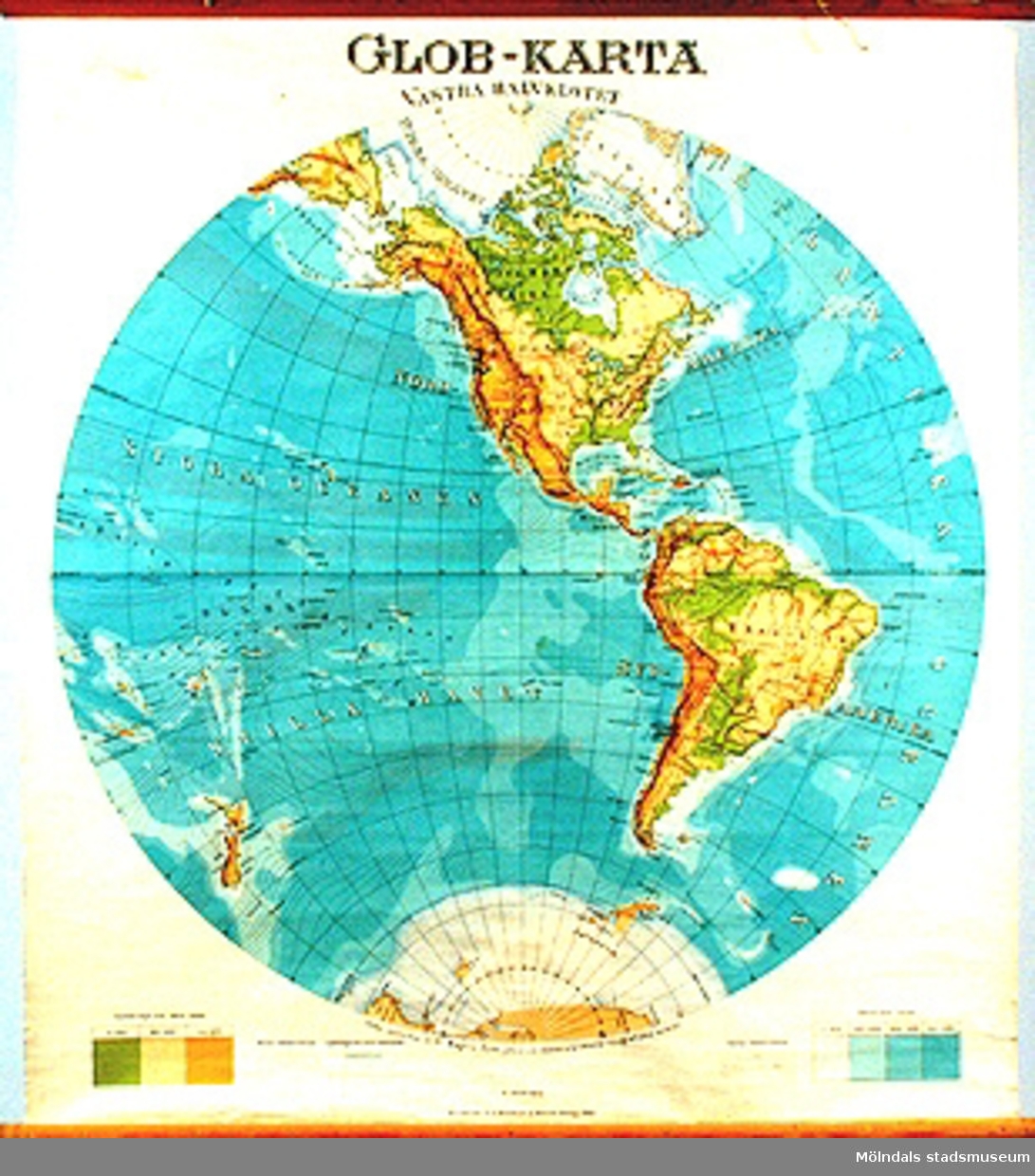 Glob-karta, västra halvklotet, märkt nr 30.
