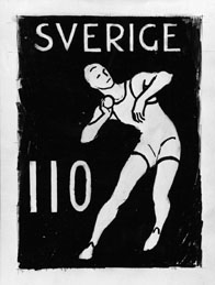 Ej realiserade förslag till frimärke Riksidrottsförbundet 50 år, utgivet 27/5 1953. Svenska gymnastik- och idrottsföreningars
riksförbund bildades 1903. Konstnär: Georg Lagerstedt.
Valör 1:10.