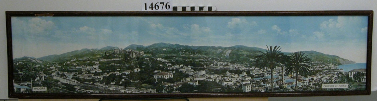 Fotografi, färg-, inom glas och ram. Motiv: Panorama över Funchal. Text: Madeira, Panorama of  Funchal.
Neg.nr 5135.