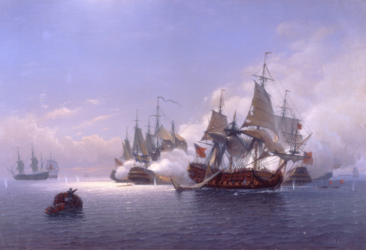 ÖLANDS strid vid Orfordness 28 juli 1704.
Förgylld ram.