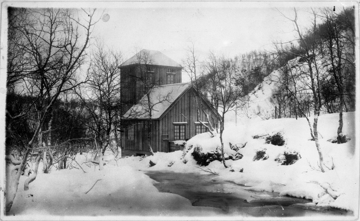 Sortland Elektrisitetsverks kraftstasjon ved Storvatnet ca. 1915, repro