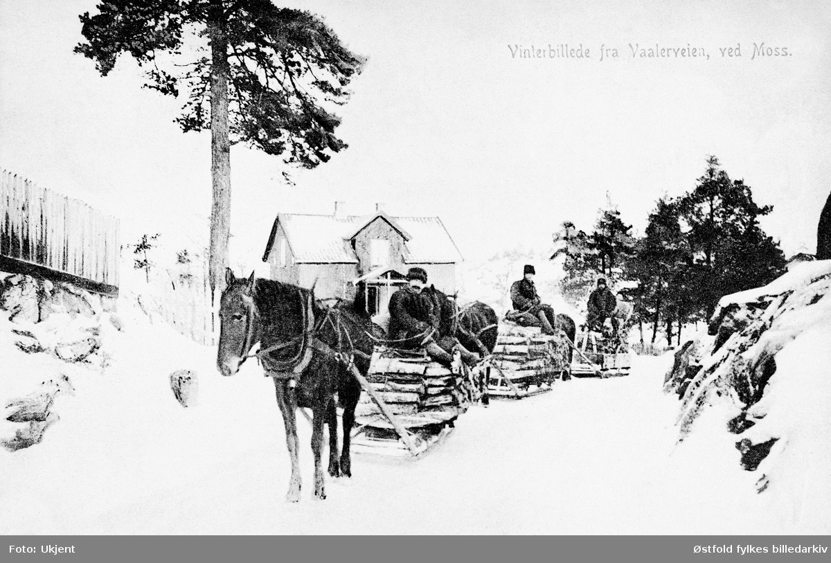 Vinterbillede fra Vaalerveien, ved Moss. - Østfold fylkes billedarkiv ...