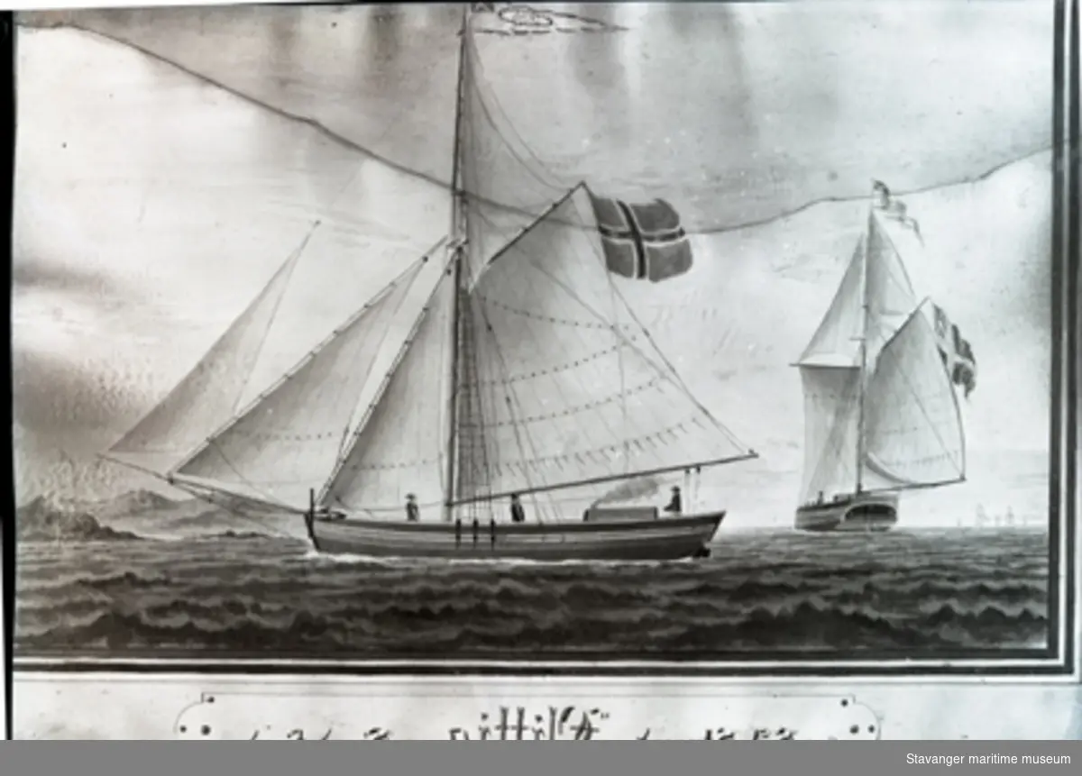 Avfotografert skipsportrett av jakt "Flittig" af Sandefjord, Capt. S.A.Strand.