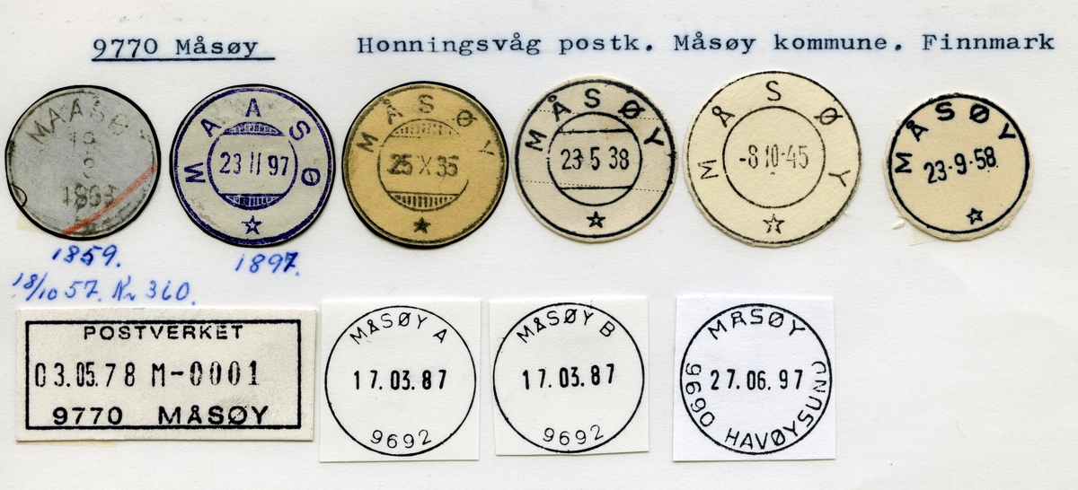 Stempelkatalog  9770 Måsøy, Måsøy kommune, Finnmark