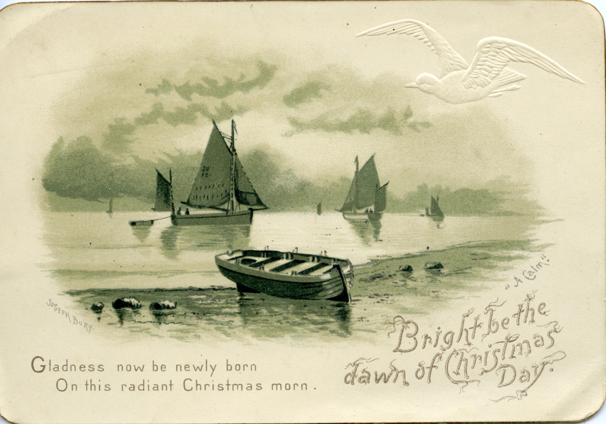 Julekort, båter, 