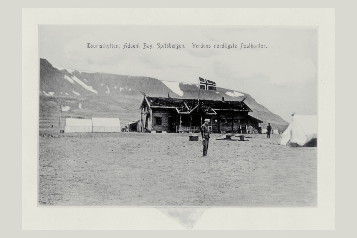 eksteriør, postkontor, Advent Bay, Spitsbergen, mann